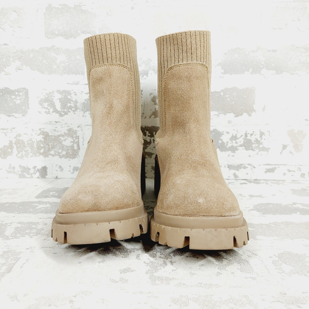 NEW Steve Madden Shoes Hayle Sand Suede Heeled Ankle Chelsea Boots i107 - Picture 4 of 10